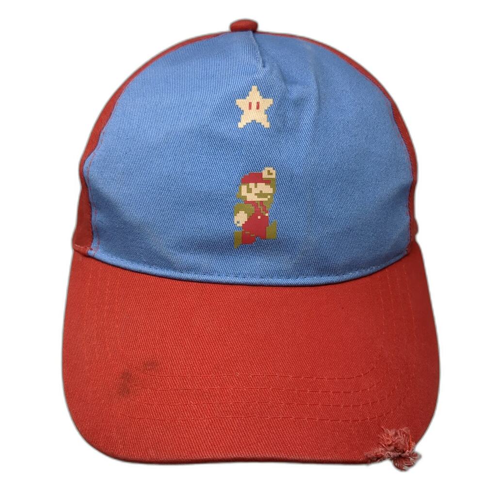 CultureFly Nintendo Super Mario Pixel Art 5 Panel Red Blue Hat One Size Snapback